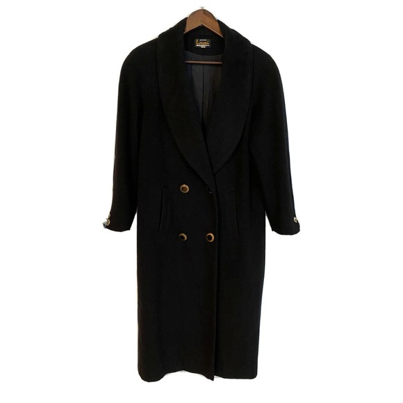 Lorovi Womens Black Full Length 45” Jacket Coat 75% Wool Blend Sz 8 Made in USA - Picture 2 of 6